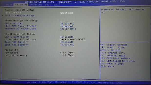 LIVA Q1D BIOS画面